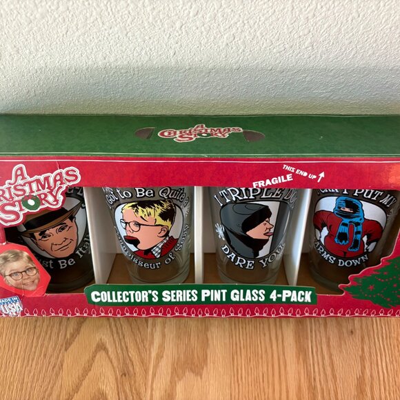 🌟Host Pick🌟 NWT A Christmas Story Collector's Pint Glass 4-Pack Ralphie Old Man - Picture 6 of 11